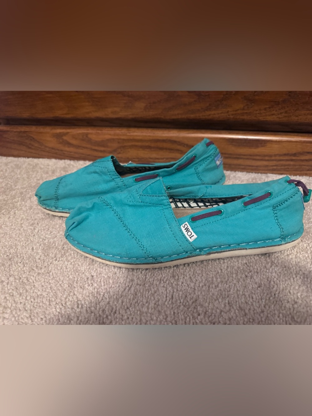 Toms Teal Canvas Slip-On Flats